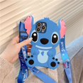 thumbnail image 3 of Para Samsung Galaxy S23 S22 S21 S20 Ultra Plus S21FE S20FE A14 A34 A54 A73 A52 A71 A51 Disney 3D Cartoon Stitch Suave A Prueba De Golpes Funda Trasera Con Cordón, 3 of 3