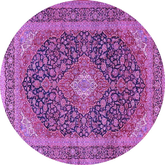 Ahgly Company Indoor Round Medallion Purple Traditional Area Rugs, 7' Round