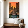 thumbnail image 2 of Elephant Stock Chicago River Wall Art - Vertical Canvas Wall Art - Living Room Wall Decor - Places Canvas - Orange And Teal Decor - 34" x 51", 2 of 8