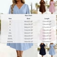 thumbnail image 3 of Women's Solid V-Neck Short Sleeve Mid Calf Summer Casual Dress, 3 of 5