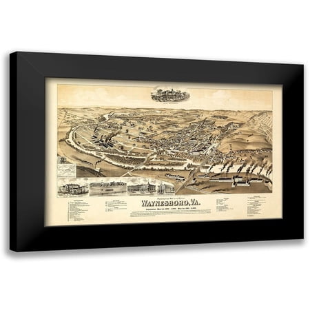Perry 14x10 Black Modern Framed Museum Art Print Titled - Waynesboro Virginia - Perry 1891