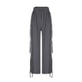 thumbnail image 6 of Annhoo Womens Corduroy Pants Casual High Waisted Side Drawstring Trousers Loose Cozy Straight Leg Pants with Pockets, 6 of 6