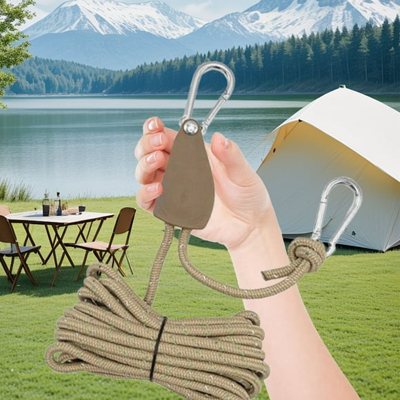 Hearth & Gear Support Suspendu en Corde à Poulie pour Tente Extérieure Corde Suspendue Corde de Tente Robuste Corde Coupe-Vent Corde Suspendue Pare-Soleil Corde Suspendue de Tente Ensemble de Cuisson pour 2 Filtre à Eau Camping Hommes Sac à Dos de Randonnée