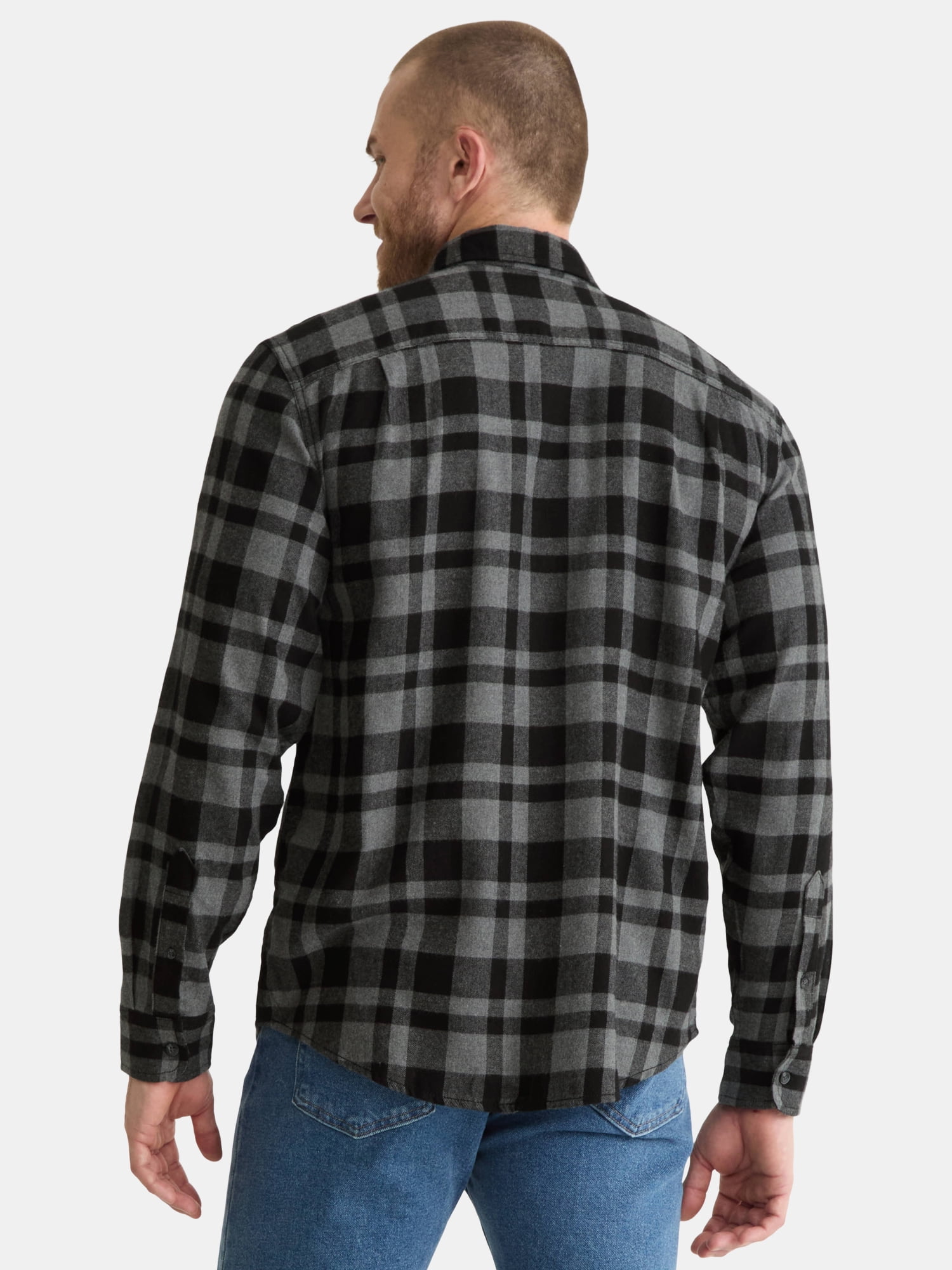 George Men's and Big Men's Double Pocket Flannel Shirt, 2 Pack, Sizes XS-3XLT