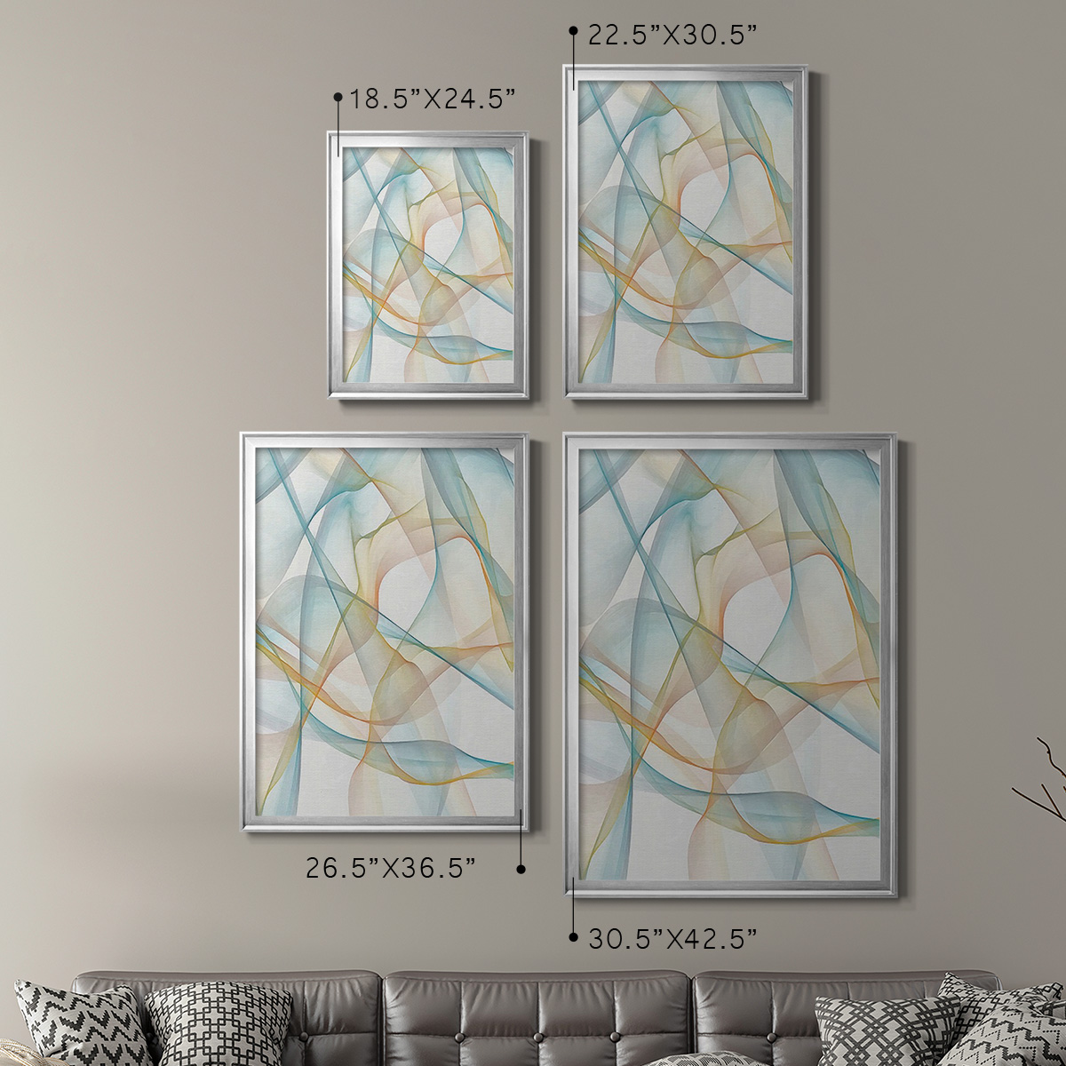 Curves and Waves III Premium Framed Print, in Gold, Black, or Silver - Ready to Hang