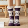 thumbnail image 4 of MZXELPRJD No Show Socks Womens Winter Lined Wool Socks Lambs Cozy Thick Heavy Thermal Boots Socks Fuzzy Non Floor Socks for Men Women, Compression Socks for Women Purple, 4 of 4
