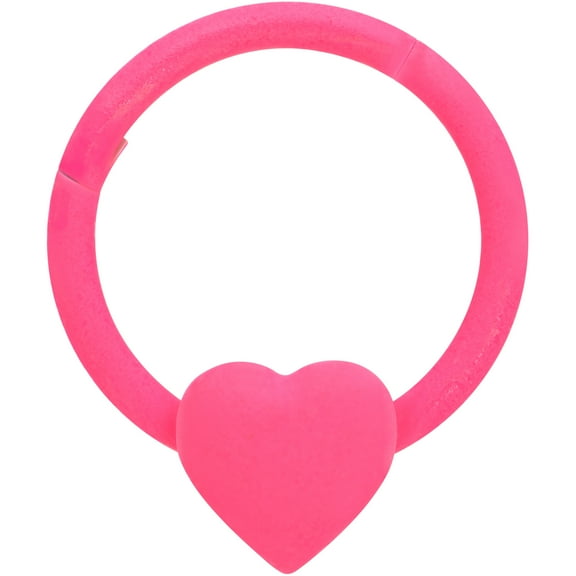 Body Candy Women 16G Pink Matte Steel Hinged Segment Ring Seamless Cartilage Nipple Ring Heart Nose Hoop 3/8