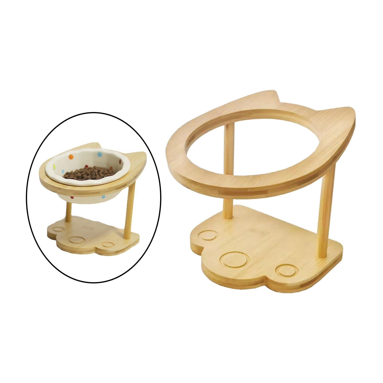 Raised Pet Bowls Wood Stand Pet Feeder Waterer Rack Single Wooden Pet Supplies Elevated Cat Bowls Stand Small Dog Bowls Stand for for Indoor A