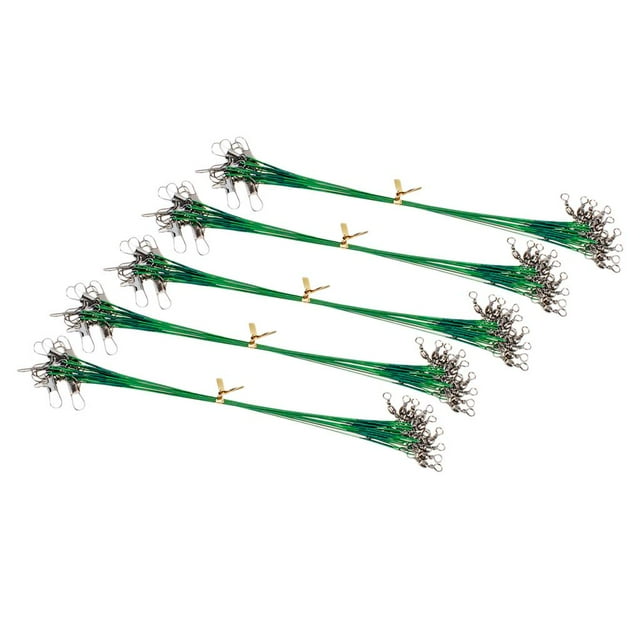 koolsoo 50pcs Fils de Pêche avec Boutons-Pression et Baril Pivote Vert 15cm Vert 15cm