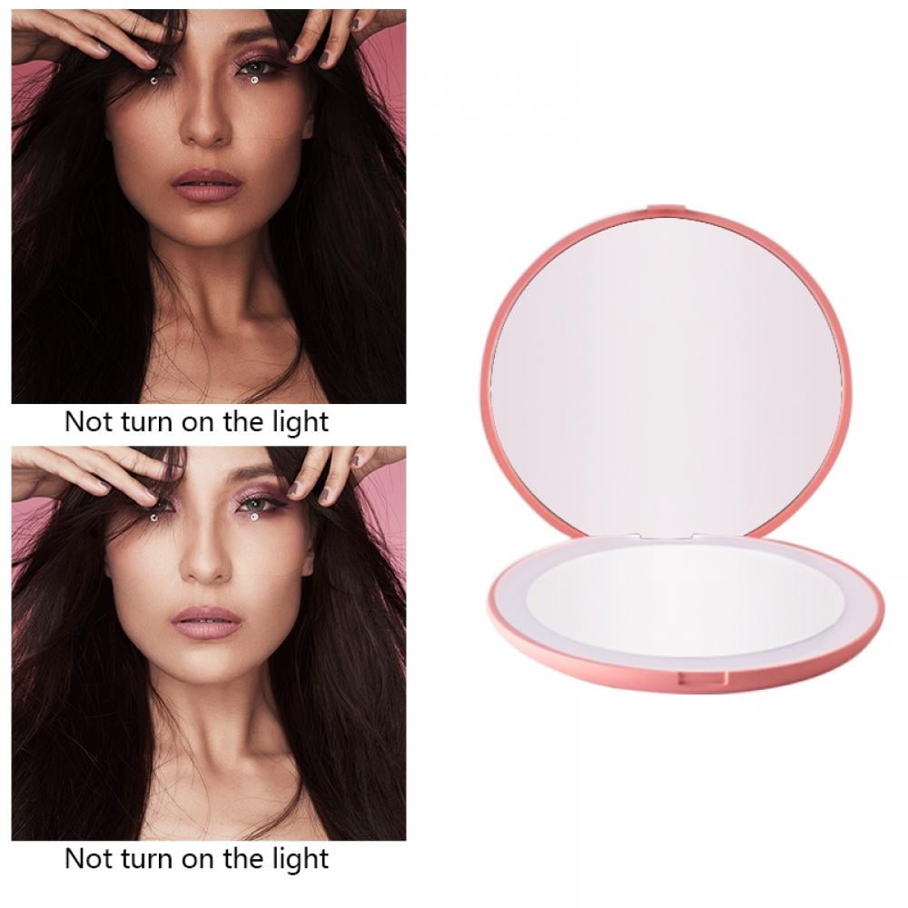 10x HD Magnifier LED Makeup Mirror Cosmetic Mirror With Light Abs Material Portable Foldable Led Makeup Mirror