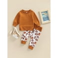 thumbnail image 2 of Qmyliery Toddler’s T-shirt and Trousers Set Fashion Solid Color Long Sleeve Tops and Pumpkin Print Long Pants,0-3 Years, 2 of 9