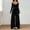 Black, variant on Morttic Women's Off Shoulder Halter Tie V-Neck Long Sleeve Jumpsuit – Ruched High Waist Wide Leg Casual One Piece Black,S