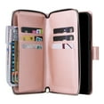thumbnail image 2 of Dteck Case Compatible with Samsung Galaxy S24,Magnetic Leather Wallet Case with 9 Card Slots Stand RFID Blocking Premium Zipper Protective Flip Leather Phone Cover with Wrist Strap,Rosegold, 2 of 5