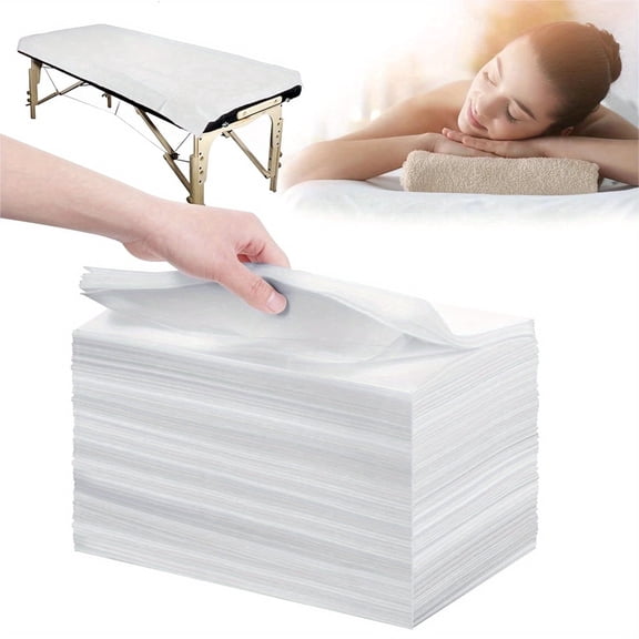 Disposable Bed Sheets 100 Pcs 31"x 71" Massage Table Cover Non Woven Fabric SPA Sheet Breathable for Massage Beauty Tattoo(White)