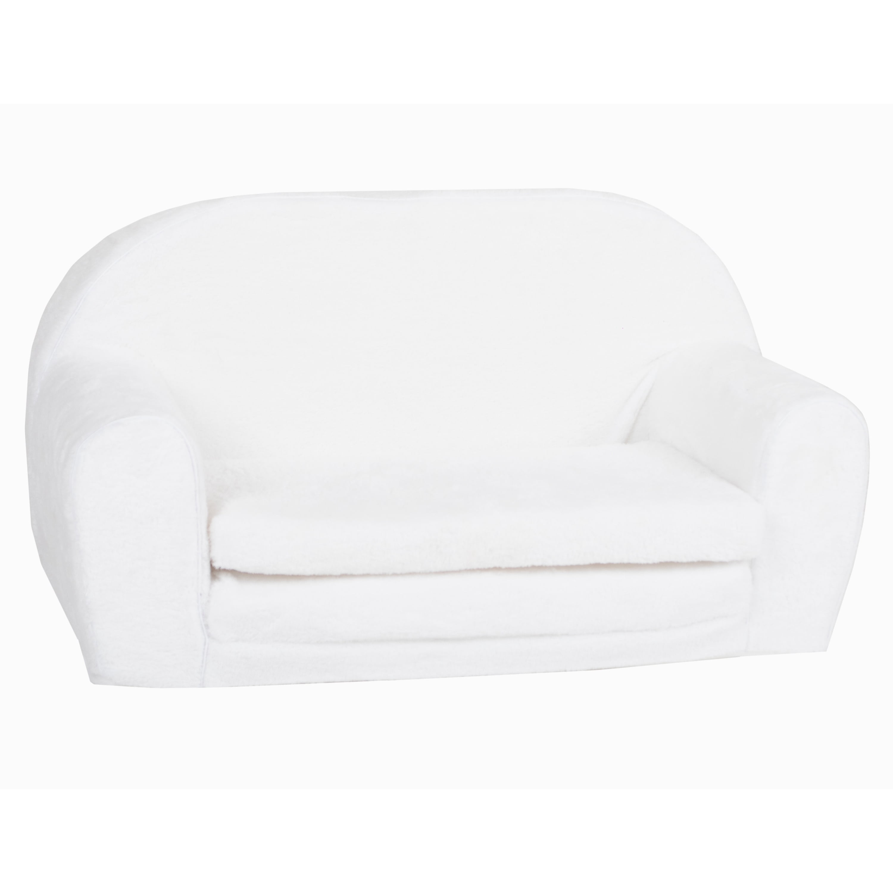 DELSIT Toddler Couch & Kids Sofa - European Made Children\'s 2 in 1 Flip  Open Foam Double Sofa - Kids Folding Sofa, Kids Couch - Comfy fold Out  Lounge (White Faux Fur)