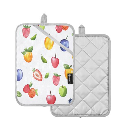 

2 Pcs Pot Holders Sets Oven Mitts Square Potholders Oven Hot Pads Heat Resistant for Kitchen Cooking Baking 7 x9.8 Whole and Sliced Fruit