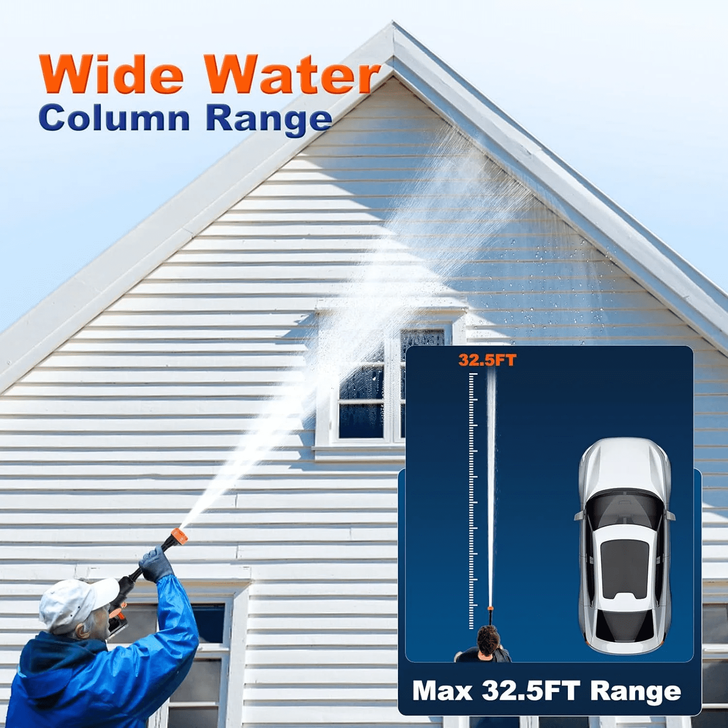 500PSI Cordless Pressure Washer w/ 2 Battery, Adjustable 6-in-1 Nozzle Portable Handheld Electric Power Washer with 16.4ft Hose for Car, Home, Patios