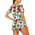 thumbnail image 3 of EKOUAER Button Pajamas For Women Round Necked Floral Pj Sets Casual Loungewear Short Sleeve Pajamas Comfy Outfits Soft Nightwear Red Flower, 3 of 4