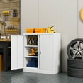thumbnail image 3 of Coolsun Metal Storage Cabinet, Garage Storage Cabinet with Doors and 2 Adjustable Shelves, 36" White Metal Cabinet, Locking Cabinet for Home,Garage,Office,School, 3 of 8