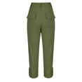 thumbnail image 5 of XAOFW Cargo Pants Women Solid Color Straight Leg Trousers High Waist Comfort Fit Work Pants With Side Pockets Trendy Bottom L, 5 of 6