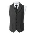 thumbnail image 3 of BVOFAR Men's Tweed Suit Vest Herringbone Wool Blend Waistcoats Retro Button Up V Neck Vests Wedding Groomsman Waistcoat Black S, 3 of 7