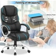thumbnail image 3 of Executive Office Chair Big and Tall Leather Computer Chair Ergonomic Desk Chair High Density Sponge Seat&Back Chair with Padded Armrest,Lumbar Support and Headrest, Black, 3 of 8