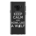 thumbnail image 1 of DistinctInk Clear Shockproof Hybrid Case for Samsung Galaxy Note 9 - TPU Bumper Acrylic Back Tempered Glass Screen Protector - Keep Calm Howl Like a Wolf, 1 of 5