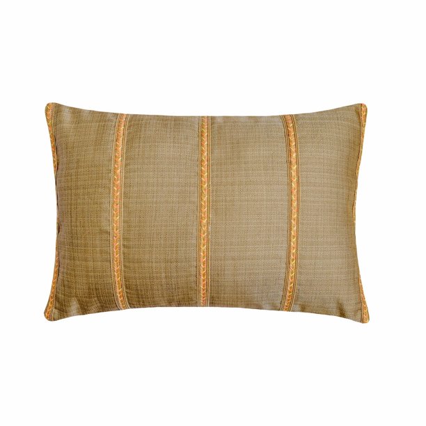 Funda de almohada lumbar decorativa HomeCentric beige, 30 x 45 cm (12 x 18 pulgadas), yute, funda de almohada rectangular con cinta, estilo contemporáneo a rayas - Jute Journeys