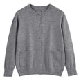thumbnail image 6 of Puntoco Girls Preppy Knit Cardigan Button-Up Sweater Coat with Pockets Gray 160(12-13 Years), 6 of 9