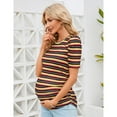 thumbnail image 2 of Maternity Shirts Women's Casual Tops Pregnancy Short Sleeve Striped Ruched Side Tunic Top, 2 of 5
