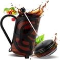 thumbnail image 3 of Cafetera de prensa francesa, acero inoxidable de grado 304 y vidrio de borosilicato resistente al calor (1 litro, 34 oz), juego de regalo con cuchara medidora de café y dos filtros, color negro, 3 of 8