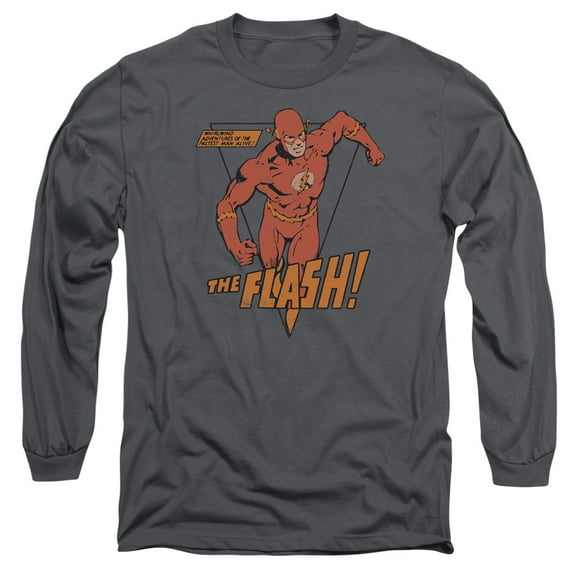 DC Comics Flash Whirlwind-Long Sleeve Adult 18/1 Charcoal