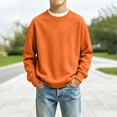 thumbnail image 3 of Boy's Sweatshirt Long Sleeve Crewneck Basic Pullover Sweater | Casual Athletic Fall Clothes Orange,160, 3 of 6