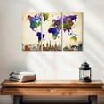 thumbnail image 2 of Elephant Stock Rainbow Grunge World Map Wall Art - Horizontal Multi Panel Canvas - Living Room Wall Decor - Map Multi Panel - Blue And Green Decor - 23" x 14", 2 of 4