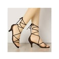 thumbnail image 6 of BLISSFUL STEP Women's Back to School Straps Kitten Heel Lace Up Sandals Coffee 10, 6 of 8