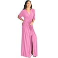 thumbnail image 5 of KOH KOH Long Sexy V-Neck Short Sleeve Slit Flowy Cocktail Evening Bridesmaid Wedding Guest Party Summer Tall Dressy Maxi Dress Gown For Women Hot Fuchsia Pink XXX-Large US 22-24 NT290, 5 of 7