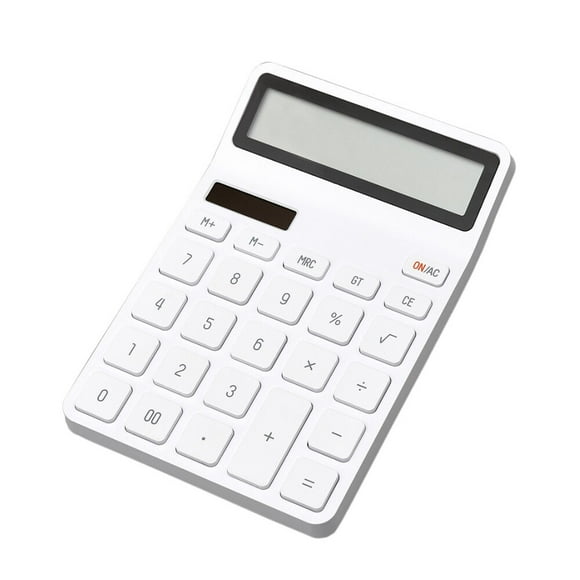 LEMO LEMO White Desktop Calculator with 12-Digit LCD Display, Dual Power Supply, and Ergonomic Design for Office Use