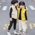 thumbnail image 4 of Toddler Boys Girls Sleeveless Collar Down Vest Fall Winter Solid Color Button Stripe Jacket, 4 of 8