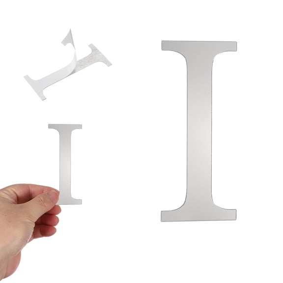Uxcell 3D Alphabet Mirror Wall Stickers, 4" Acrylic Alphabet Wall Decal Self-Adhesive House Letter Number Home Decor Art Letter Sign for Living Room, Bedroom Decor (Silver, Letter I)