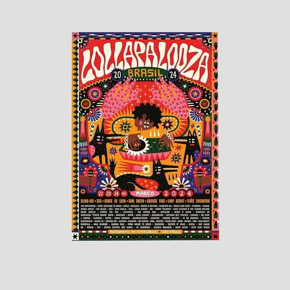 Music Poster - Lollapalooza 2024 Poster - Vintage Style - Size 24x36 - Postora