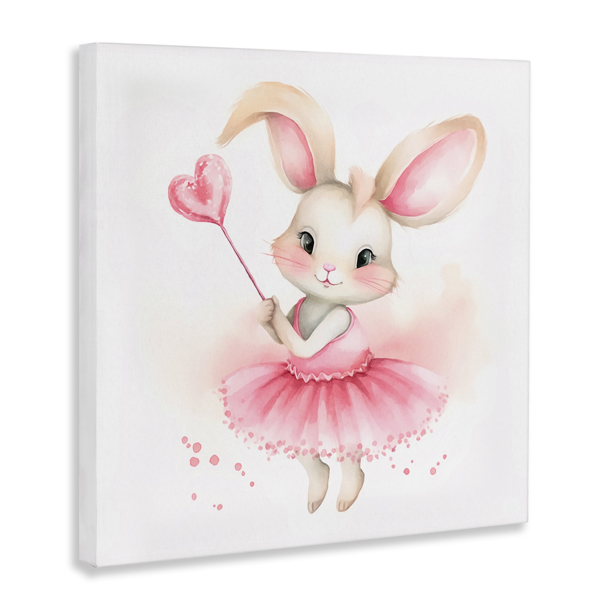 Stupell Industries Ballerina Bunny with Wand Animals Painting Wrapped Canvas Art Print Wall Art, 17 x 17
