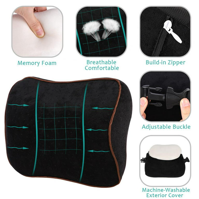 Lumbar Support Pillow For Office Chairs Back Support Pillow For Car,  Computer Gaming Chair, Recliner Memory Foam Back Cushion Improve Posture,  Adjusta