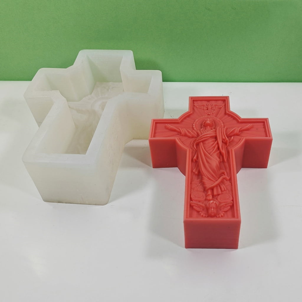 Zorvai Religious Cross Candle Mold Non Stick Easy to Demold