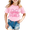 00-Pink#74, variant on Kiijoy Girls Birthday T-Shirt Bow Letter Print Short Sleeve T Shirt Top, Pink, Sizes 1-2