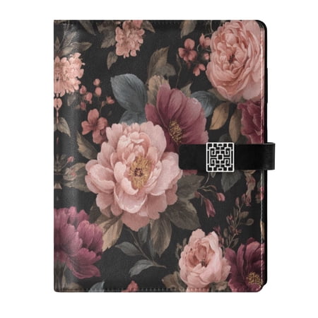 Leather Planner Leather Notebook Notebook Journal Binder Design Pen Pocket Design Convenient for Storage Rose Flowers