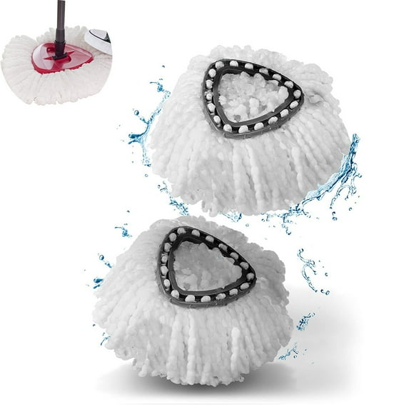 Deep Cleaning Mop Refills, Compatible With O-Cedar EasyWring, 2-Pack High-Quality Polyester Spin Mop Heads, Machine Washable For Easy Maintenance, Durable & Reusable, Absorbs Dirt & Dust