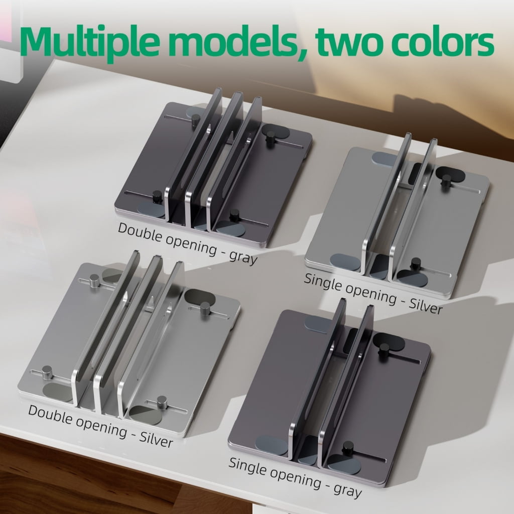 Adjustable Vertical Laptop Stand for Desk, Space Efficient Aluminum Notebook Holder for Multiple Devices