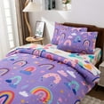 thumbnail image 4 of Btargot 5 Piece Purple Rainbow Bedding Set Twin for Girls Cloud Floral Stars Kids Comforter Set, 4 of 10