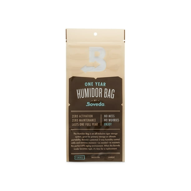 Boveda Small Humidor Bag w/69 RH 2Way Humidity Control Stores 35 Cigars