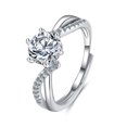 thumbnail image 3 of Anillo de plata de ley 925 con circonitas brillantes, ajustable, sencillo, de moda, exquisito, para mujer, accesorios de joyería, regalo para fiesta de boda, 3 of 5